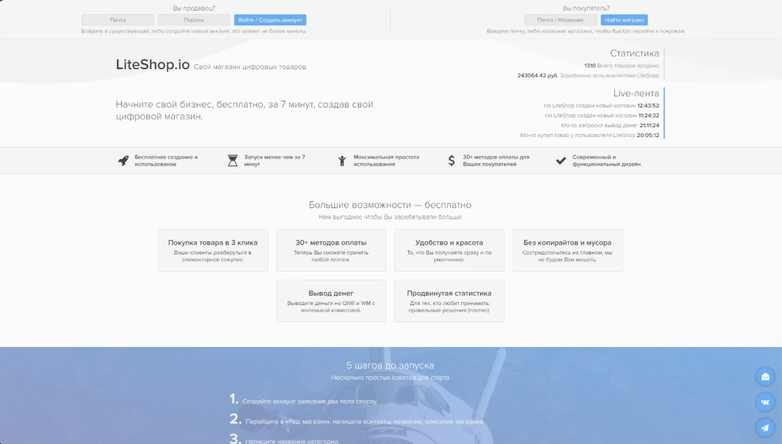 Платформа LiteShop для создания интернет-магазина цифровых товаров